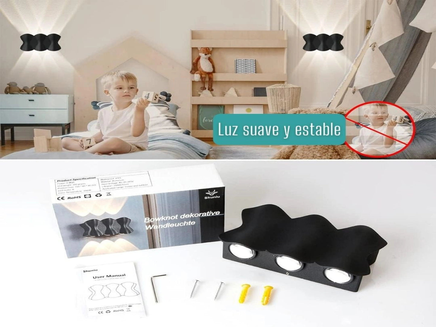 LÁMPARA DE LUZ CALIDA X2