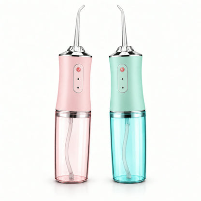 Irrigador bucal recargable rosado y verde